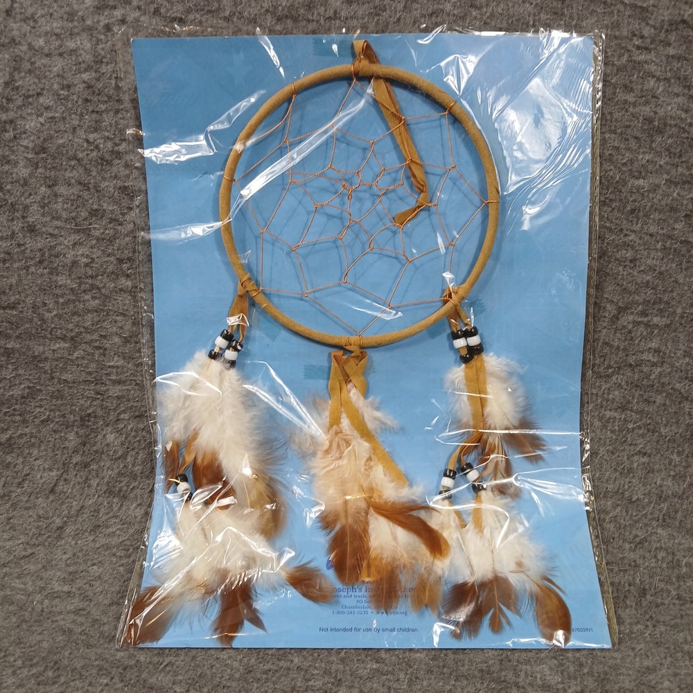 St. Joseph's Indian‎ School Dreamcatcher Unisex OS Brown Feather Beaded Lakota
